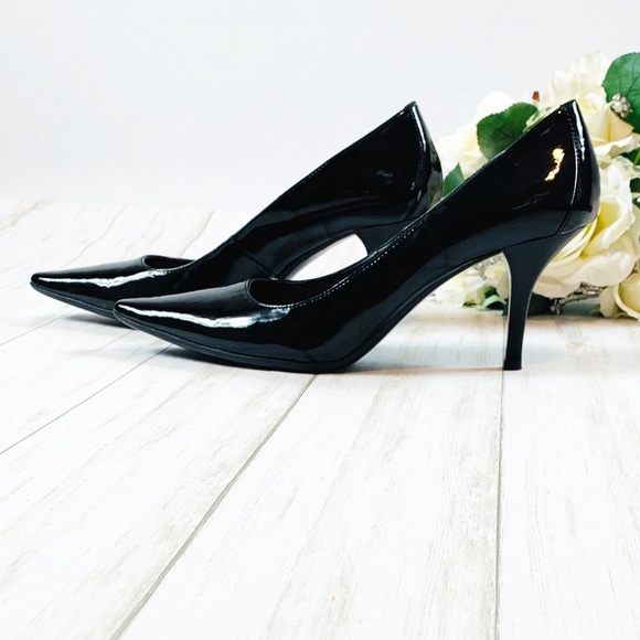 Calvin Klein Shoes - Calvin Klein Dolly Black Patent Stiletto Pumps